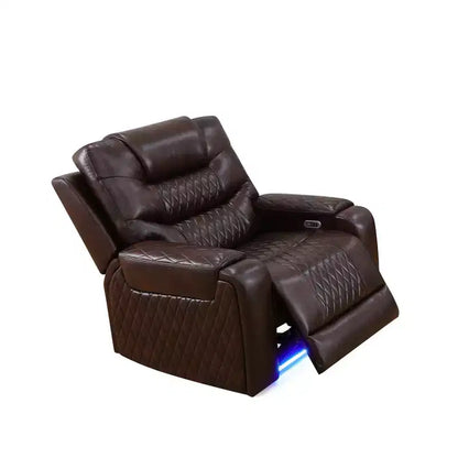 Fauteuil inclinable électrique en cuir marron, monoplace, dossier réglable
