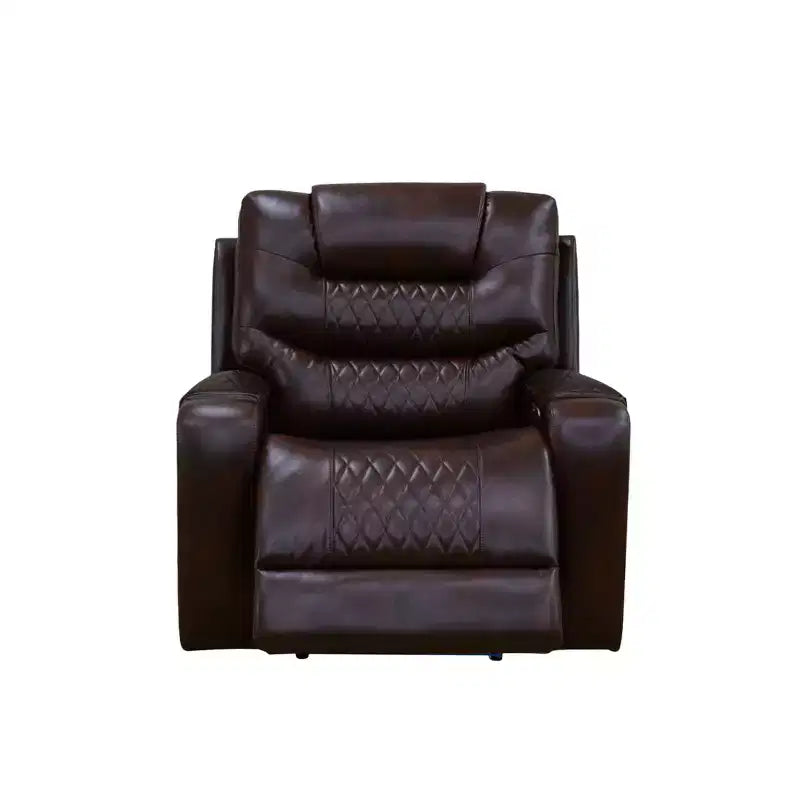 Fauteuil inclinable électrique en cuir marron, monoplace, dossier réglable