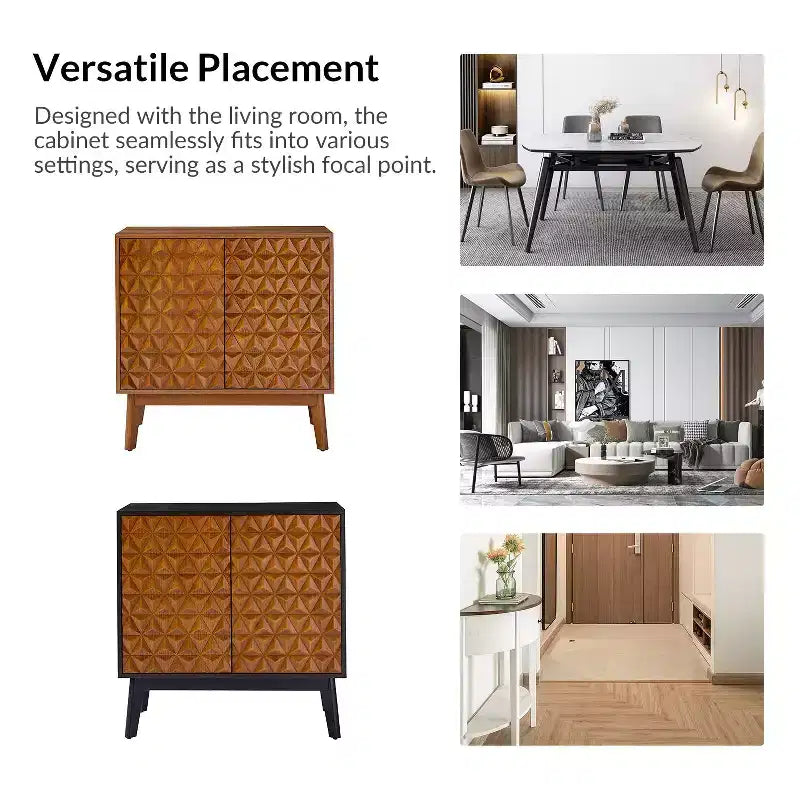 Meuble d'appoint 2 portes en noyer avec étagères réglables, style moderne du milieu du siècle, lot de 2