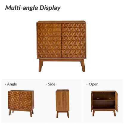Meuble d'appoint 2 portes en noyer avec étagères réglables, style moderne du milieu du siècle, lot de 2