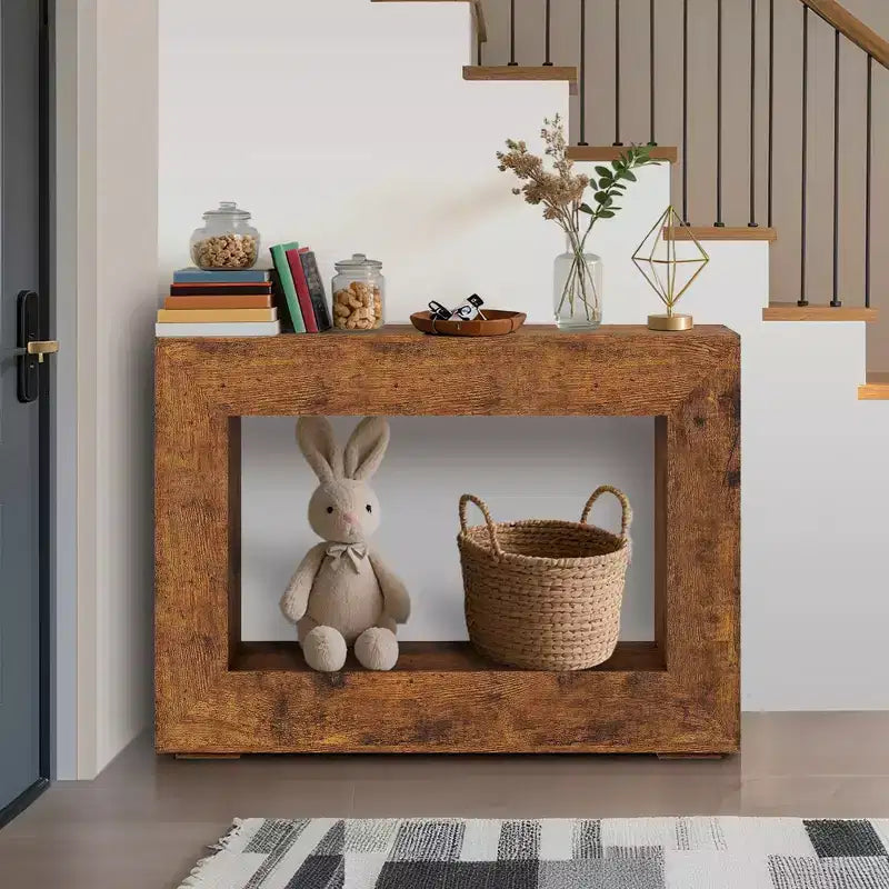 Console de style ferme marron clair/rustique avec 2 étagères ouvertes, 1 pièce
