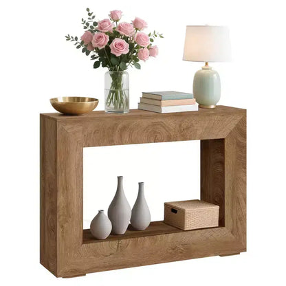 47 Farmhouse Console Table  Rustic Sofa Table with Open Shelves for Living Room/Entryway/Bedroom