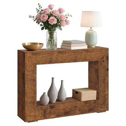 Console de style ferme marron clair/rustique avec 2 étagères ouvertes, 1 pièce