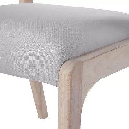 Chaises de salle à manger en lin/PU beige/noir avec dossier en rotin, lot de 2