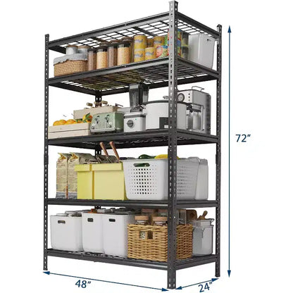 Étagère de rangement en métal à 5 niveaux, argentée – Réglable, pour 1 à 2 personnes