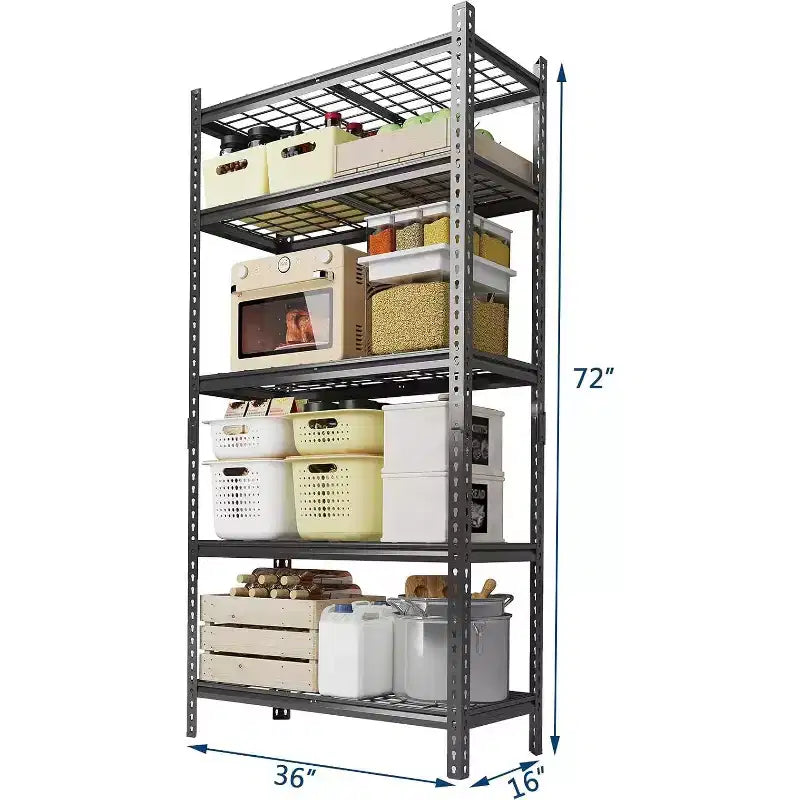 Étagère de rangement en métal à 5 niveaux, argentée – Réglable, pour 1 à 2 personnes