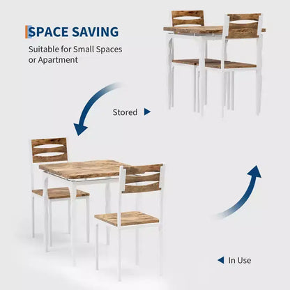 Ensemble table de salle à manger 3 pièces en métal noir et bois pour 4 personnes