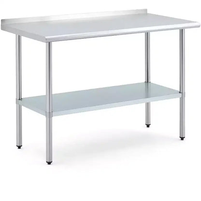 Stainless Steel Worktop, 24*48 Commercial Kitchen Worktop with Back Panel, Adjustable Base and Feet, Suitable for Restaurants, Garages and Outdoors