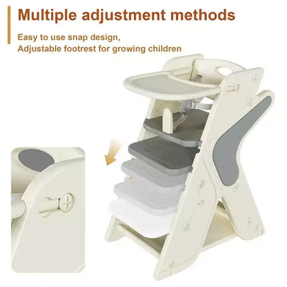 Chaise haute et tour d'apprentissage 3-en-1 pour tout-petit, blanc et anthracite/gris/vert, 1 enfant
