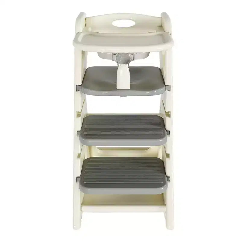 Chaise haute et tour d'apprentissage 3-en-1 pour tout-petit, blanc et anthracite/gris/vert, 1 enfant