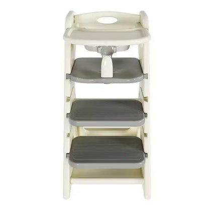 Chaise haute et tour d'apprentissage 3-en-1 pour tout-petit, blanc et anthracite/gris/vert, 1 enfant