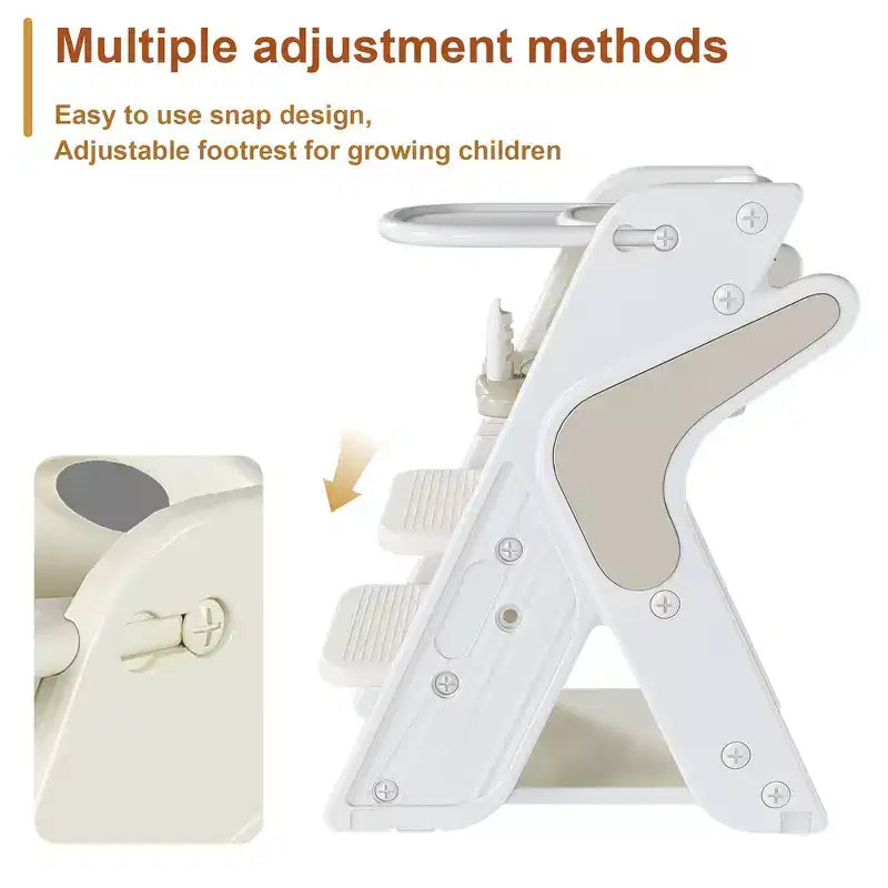 Chaise haute et tour d'apprentissage 3-en-1 pour tout-petit, blanc et anthracite/gris/vert, 1 enfant