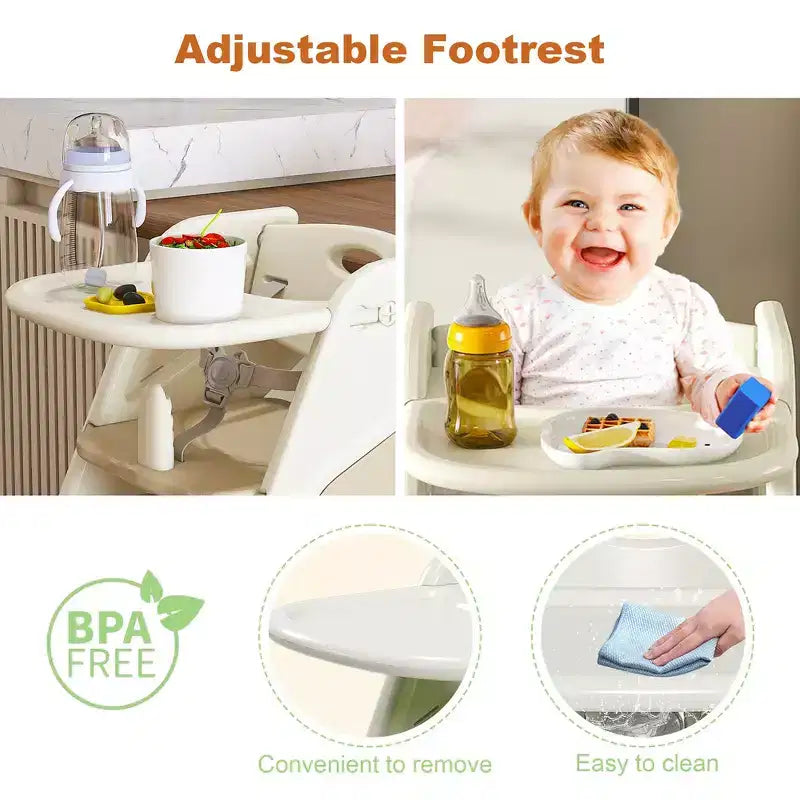 Chaise haute et tour d'apprentissage 3-en-1 pour tout-petit, blanc et anthracite/gris/vert, 1 enfant