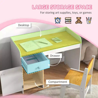 Bureau et chaise blancs pour enfants, 2 pièces, 6 ans et plus