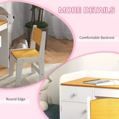 Bureau et chaise blancs pour enfants, 2 pièces, 6 ans et plus
