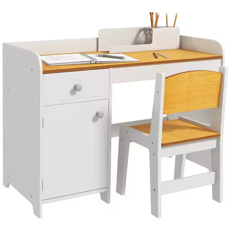 Bureau et chaise blancs pour enfants, 2 pièces, 6 ans et plus