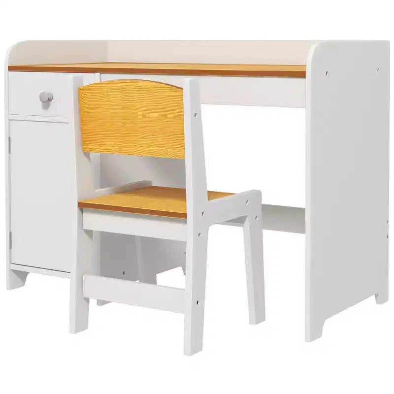 Bureau et chaise blancs pour enfants, 2 pièces, 6 ans et plus