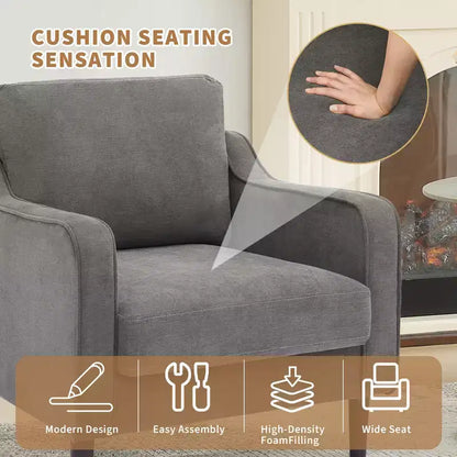 Fauteuil d'appoint rembourré – Beige / Gris / Vert, Style Milieu de siècle, Monoplace