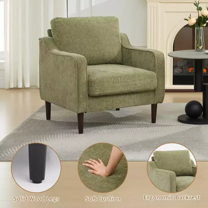 Fauteuil d'appoint rembourré – Beige / Gris / Vert, Style Milieu de siècle, Monoplace
