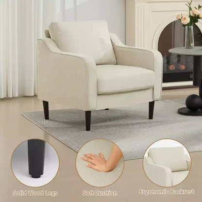 Fauteuil d'appoint rembourré – Beige / Gris / Vert, Style Milieu de siècle, Monoplace