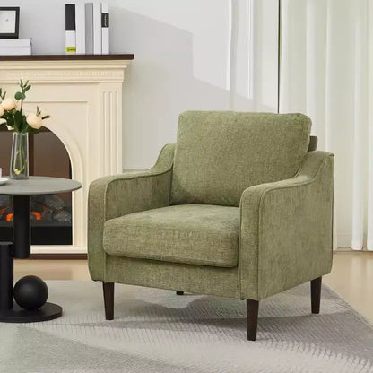 Fauteuil d'appoint rembourré – Beige / Gris / Vert, Style Milieu de siècle, Monoplace