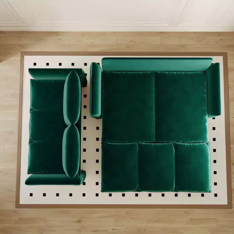 Canapé-lit convertible en velours beige/noir/vert, futon 2 places avec lit gigogne