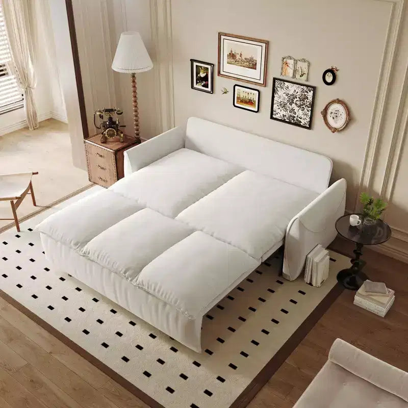 Canapé-lit convertible en velours beige/noir/vert, futon 2 places avec lit gigogne