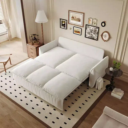 Canapé-lit convertible en velours beige/noir/vert, futon 2 places avec lit gigogne