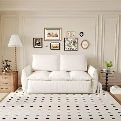 Canapé-lit convertible en velours beige/noir/vert, futon 2 places avec lit gigogne