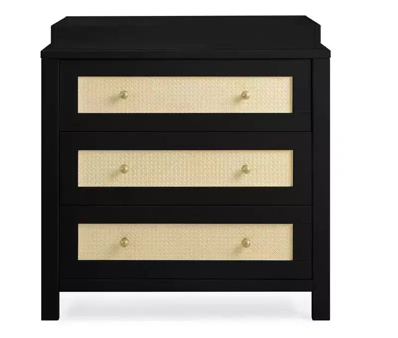 Delta Children Theo 3 Drawer Dresser with Changing Top, Ebony and Textured Almond
