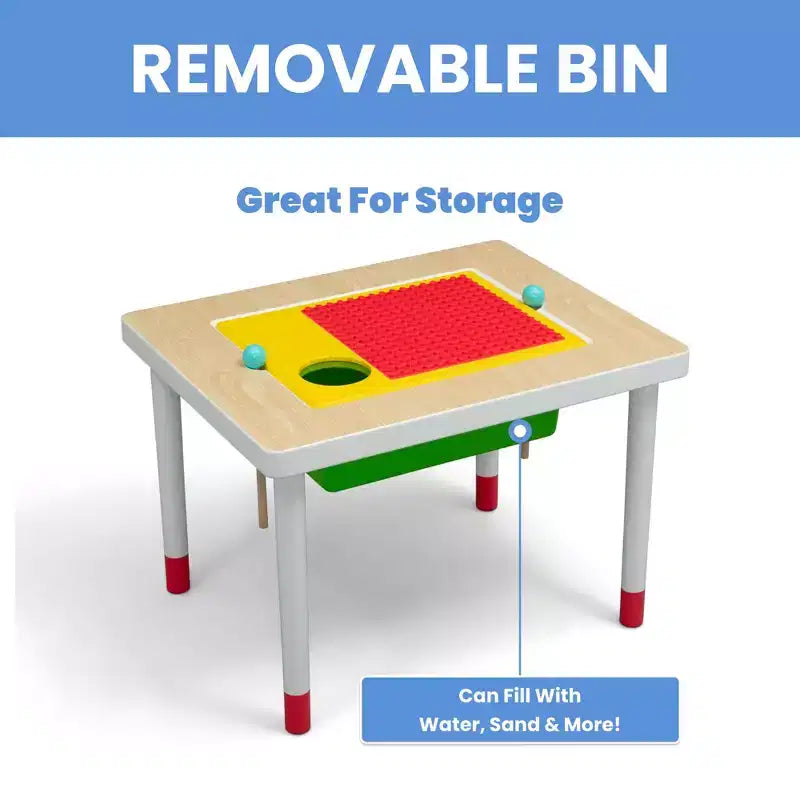 Table d'activité et sensorielle 2-en-1 pour enfant en bois naturel, 1 place