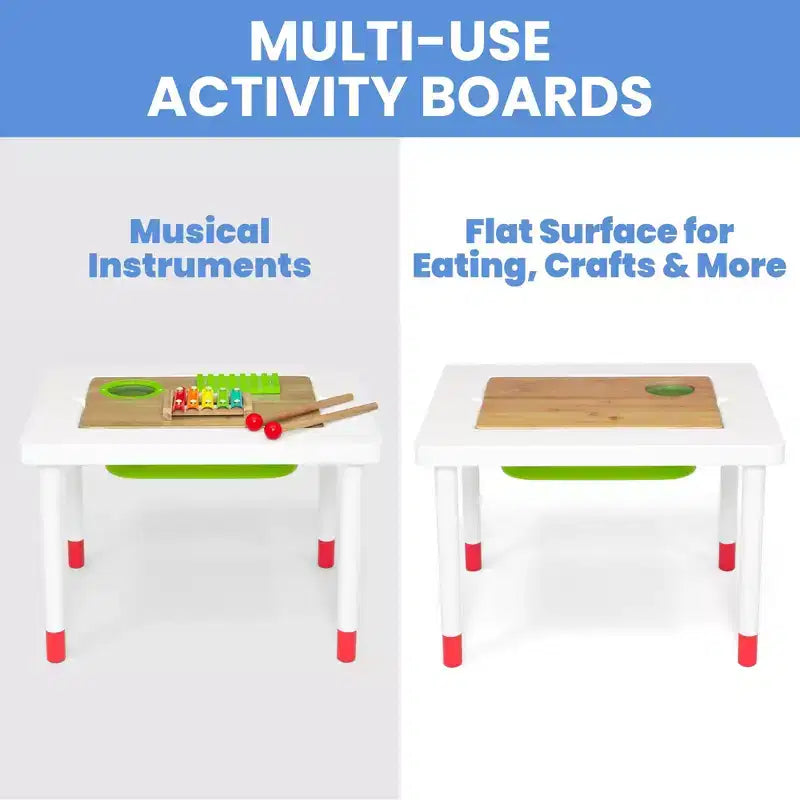 Table d'activité et sensorielle 2-en-1 pour enfant en bois naturel, 1 place