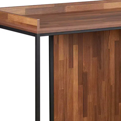 Bureau de 157 cm en Noyer et Noir pour 1 personne, avec tiroir de rangement