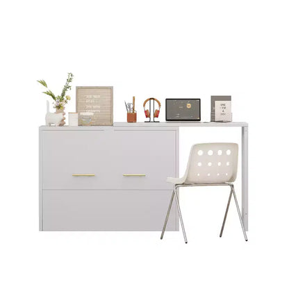 Lit escamotable double blanc Murphy avec bureau et commode, 1 personne