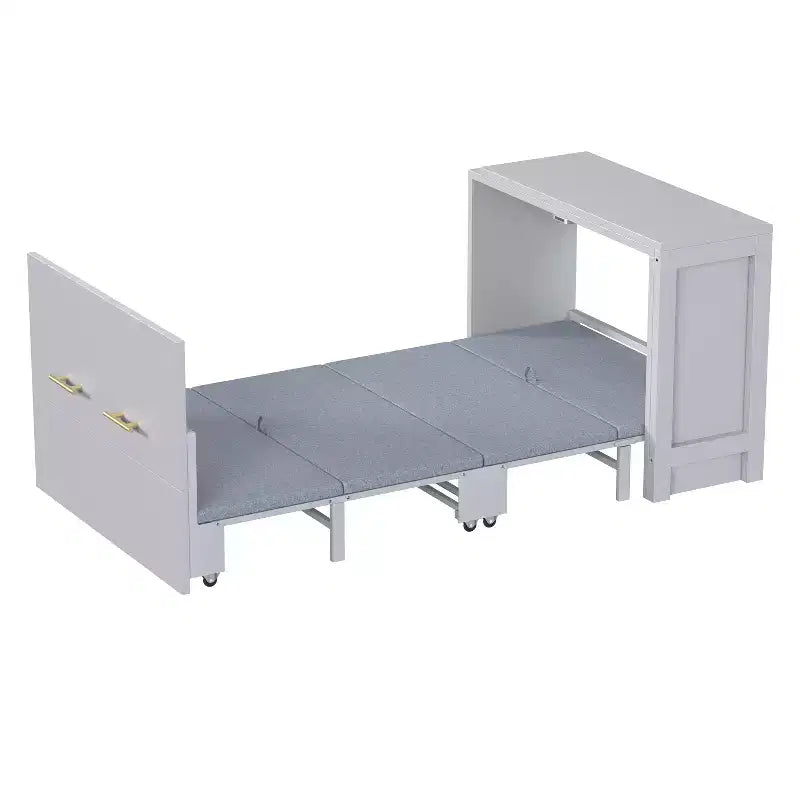 Lit escamotable double blanc Murphy avec bureau et commode, 1 personne
