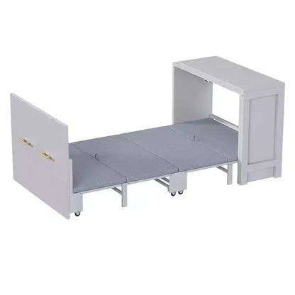 Lit escamotable double blanc Murphy avec bureau et commode, 1 personne