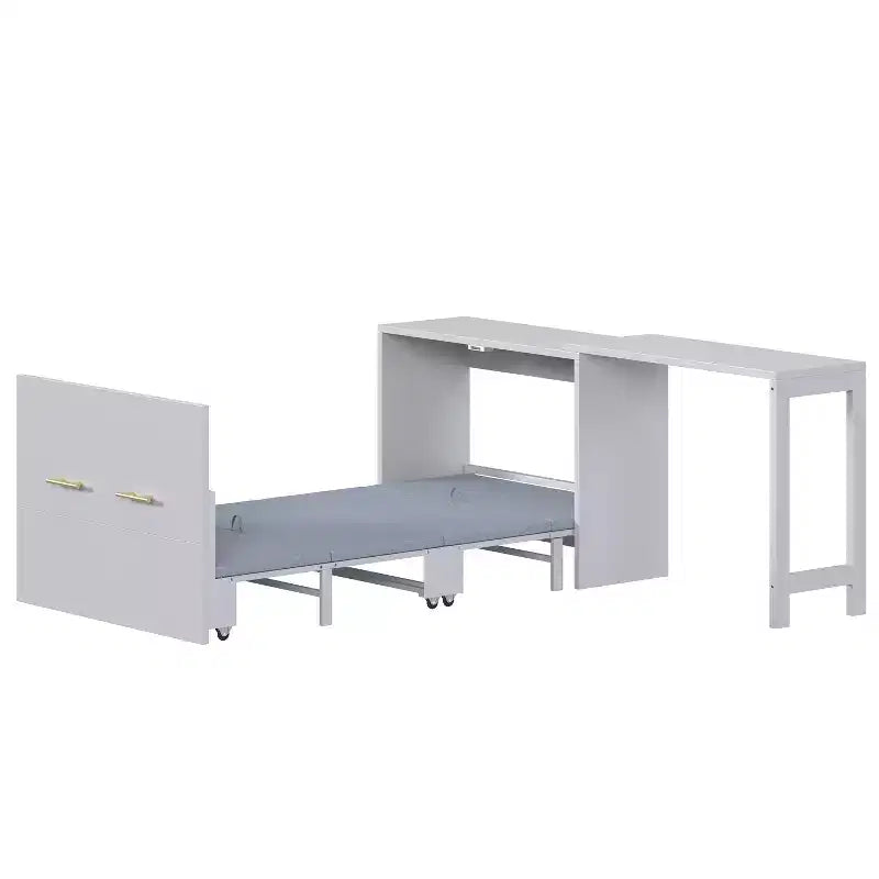 Lit escamotable double blanc Murphy avec bureau et commode, 1 personne