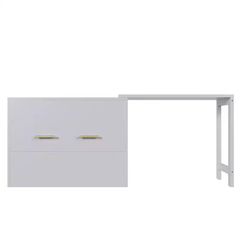 Lit escamotable double blanc Murphy avec bureau et commode, 1 personne