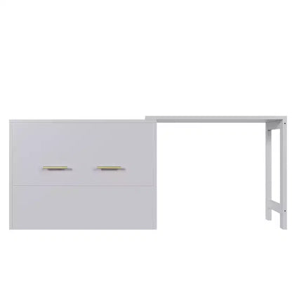 Lit escamotable double blanc Murphy avec bureau et commode, 1 personne