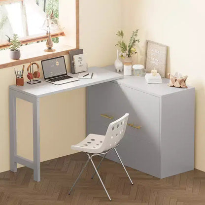 Lit escamotable double blanc Murphy avec bureau et commode, 1 personne