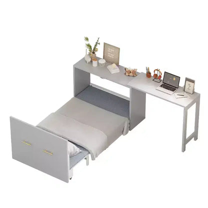 Lit escamotable double blanc Murphy avec bureau et commode, 1 personne