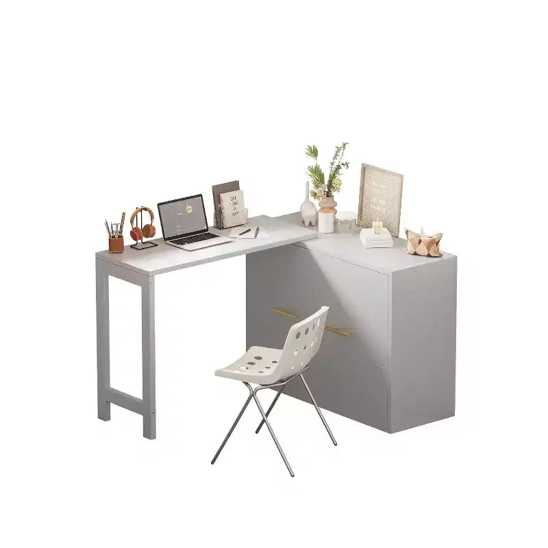 Lit escamotable double blanc Murphy avec bureau et commode, 1 personne